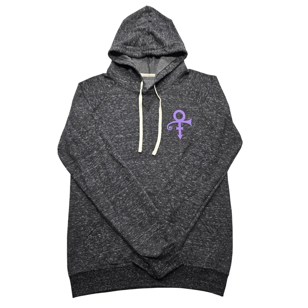 Prince Estate Purple Rain Love Symbol Graphic Hoodie Gray Marl Women Small